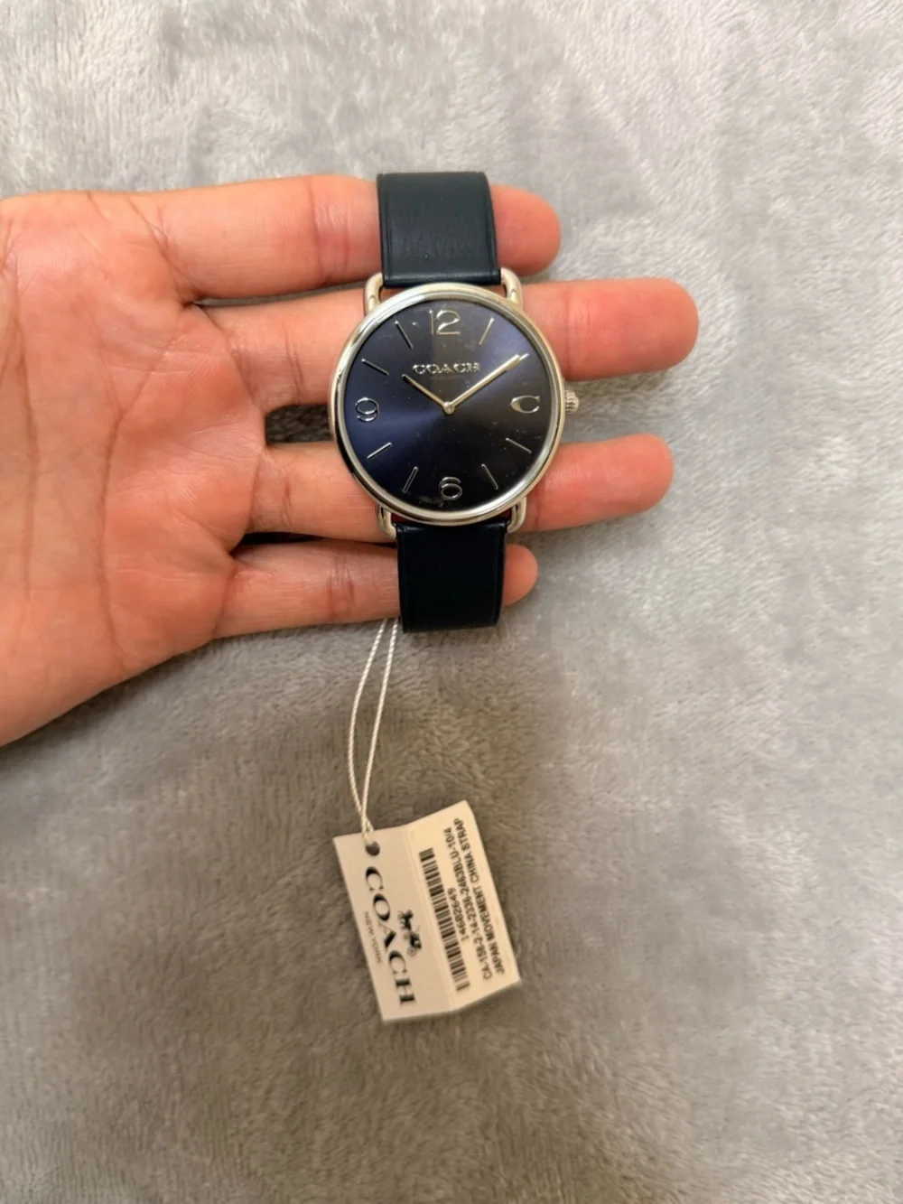 Coach Men's Navy Dial Leather Strap Watch with Silver Case - Picture 1 of 3